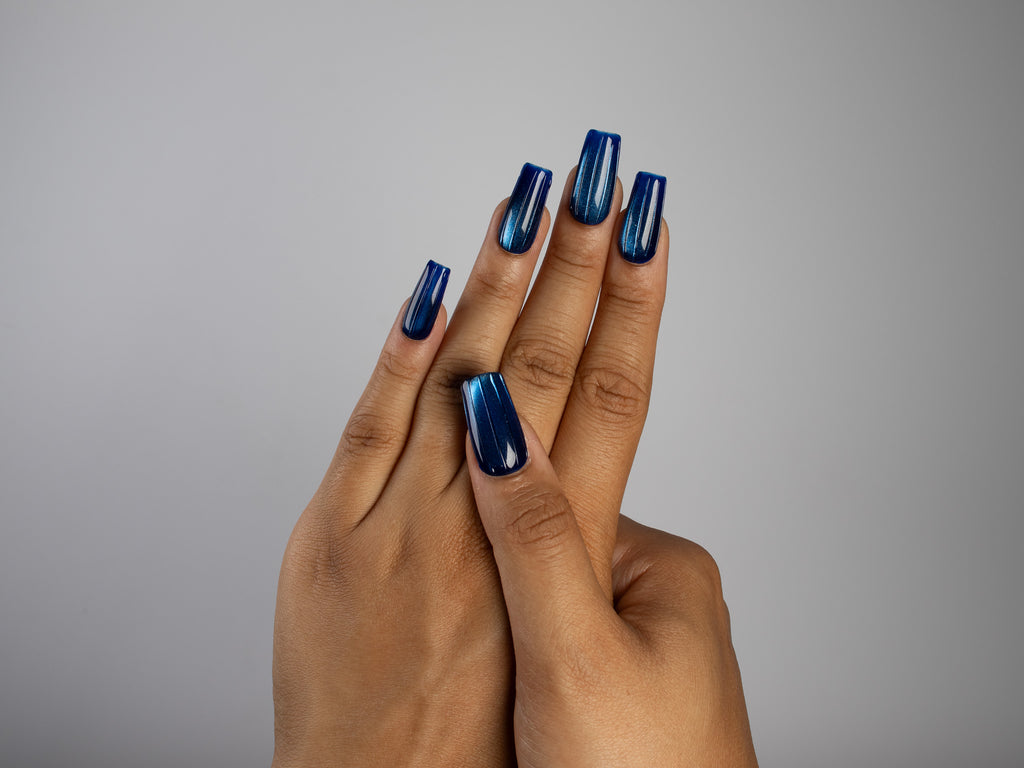9 TO 5, square press-on nails, medium length, cat-eye, view 7