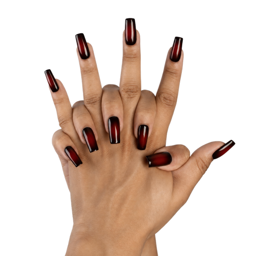AFTER HOURS, square press-on nails, medium length, fade, view 2