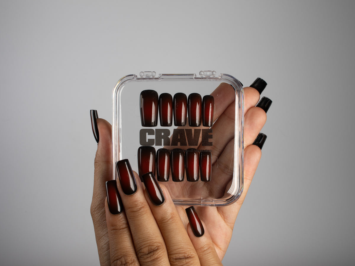 AFTER HOURS, square press-on nails, medium length, fade, view 5