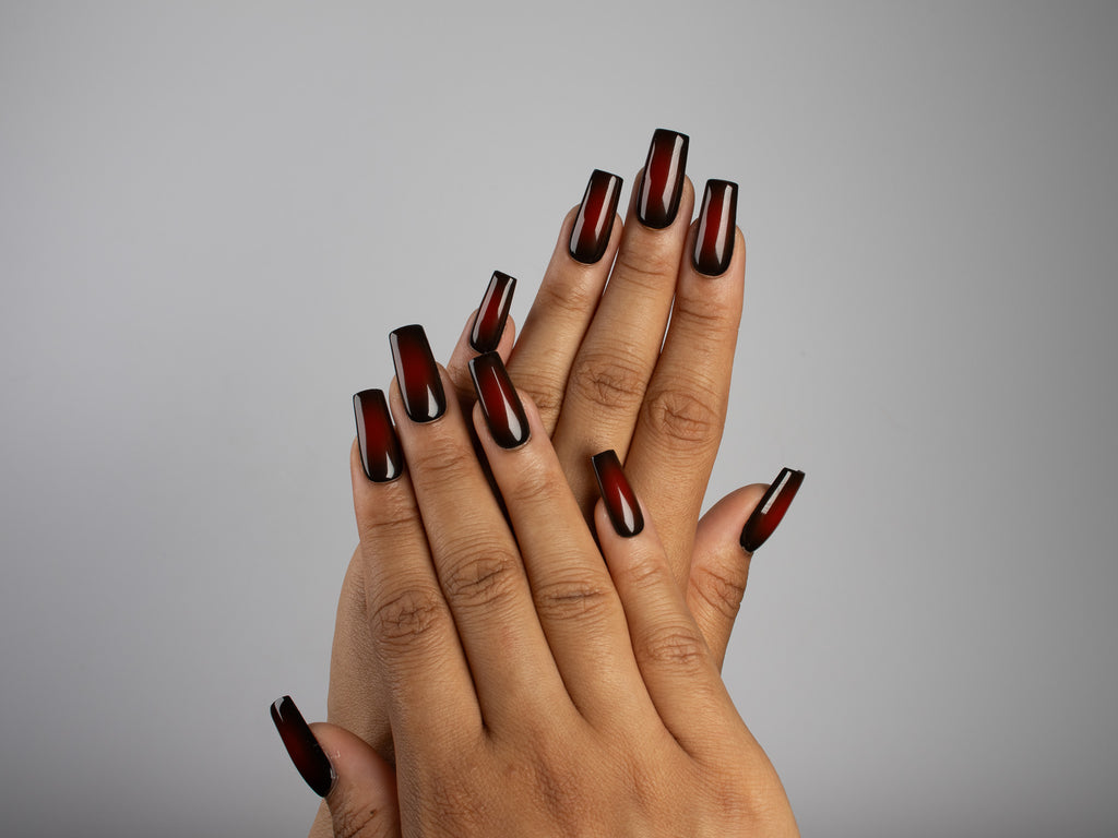 AFTER HOURS, square press-on nails, medium length, fade, view 6