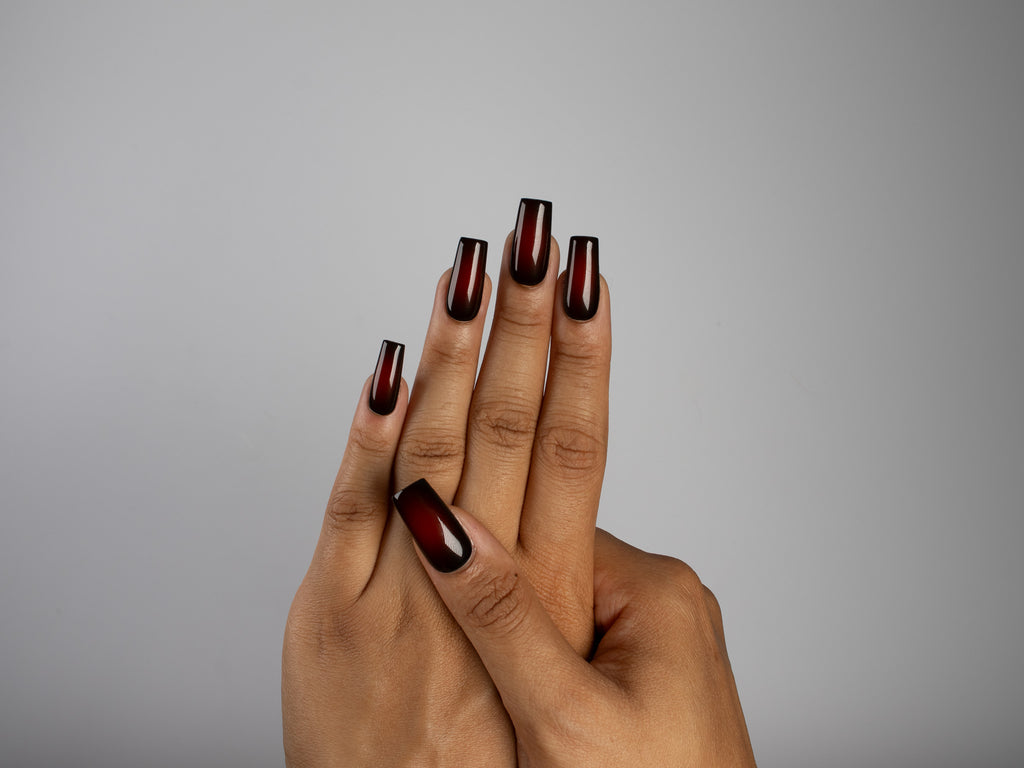 AFTER HOURS, square press-on nails, medium length, fade, view 7