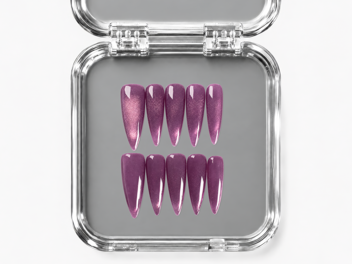 AFTER PARTY, press on nails stiletto, longueur longue, cat-eye, vue 4