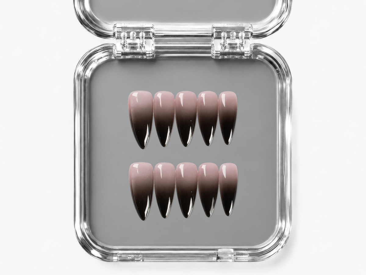 FADE OUT, stiletto press-on nails, medium length, fade, view 4