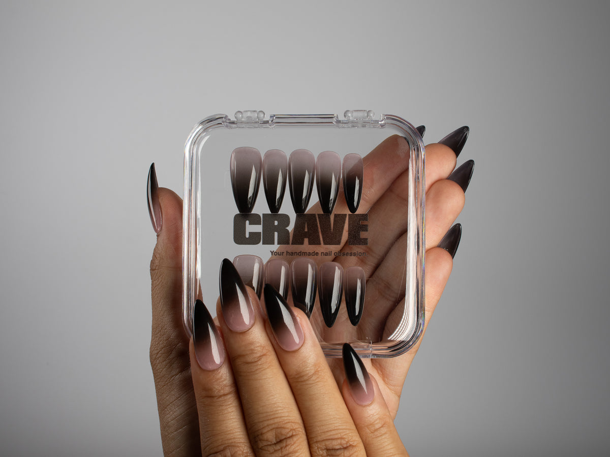 FADE OUT, stiletto press-on nails, medium length, fade, view 5