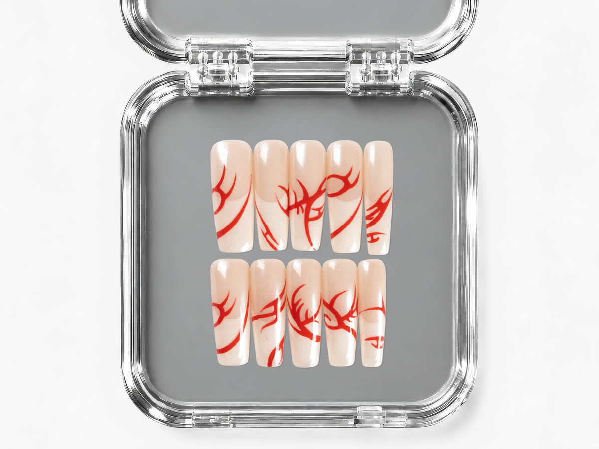 FRESH INK, square press-on nails, long length, French tip, view 4