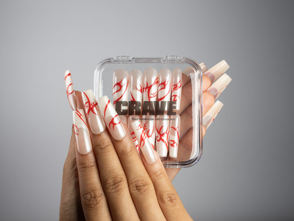 FRESH INK, square press-on nails, long length, French tip, view 5