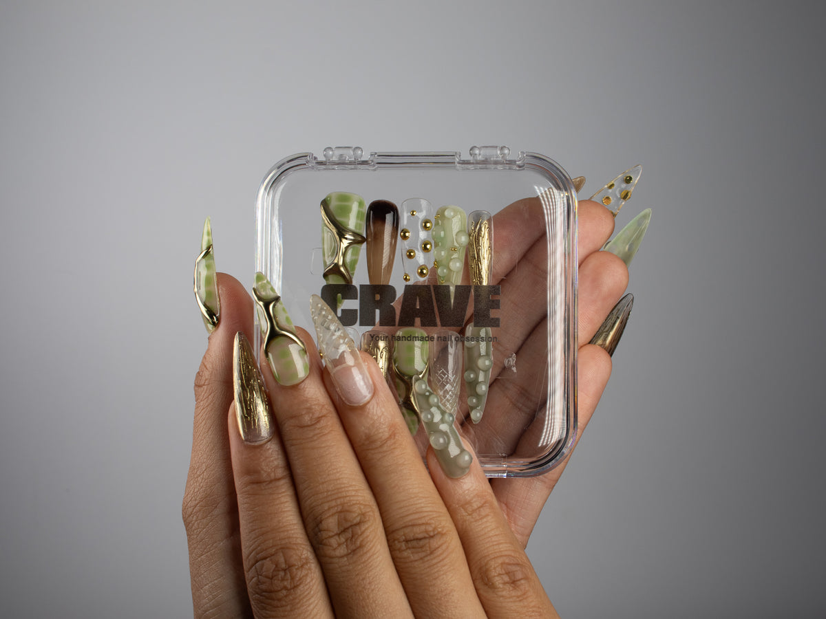 GREENHOUSE, stiletto press-on nails, long length, 3D, view 5