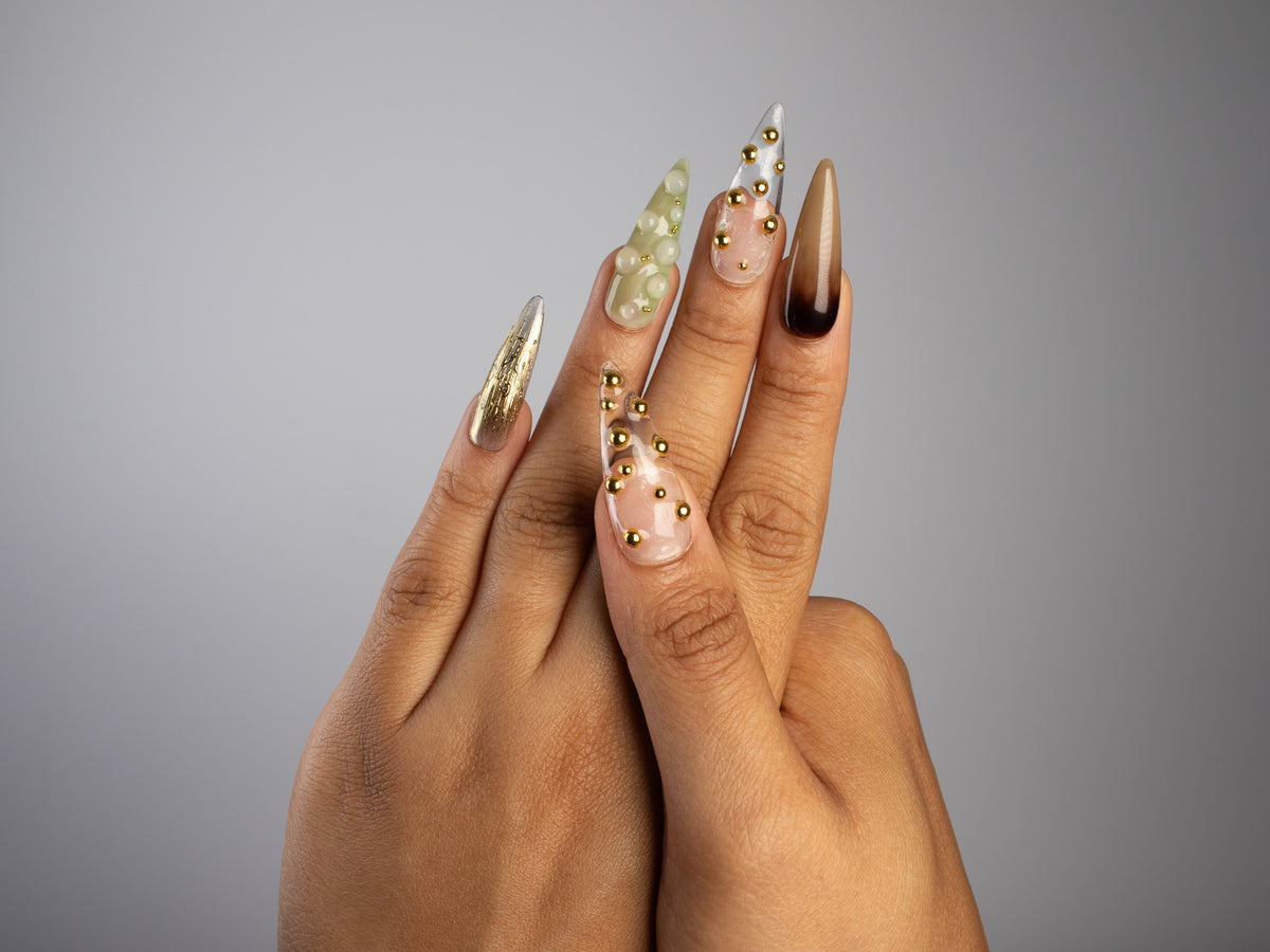 GREENHOUSE, stiletto press-on nails, long length, 3D, view 7