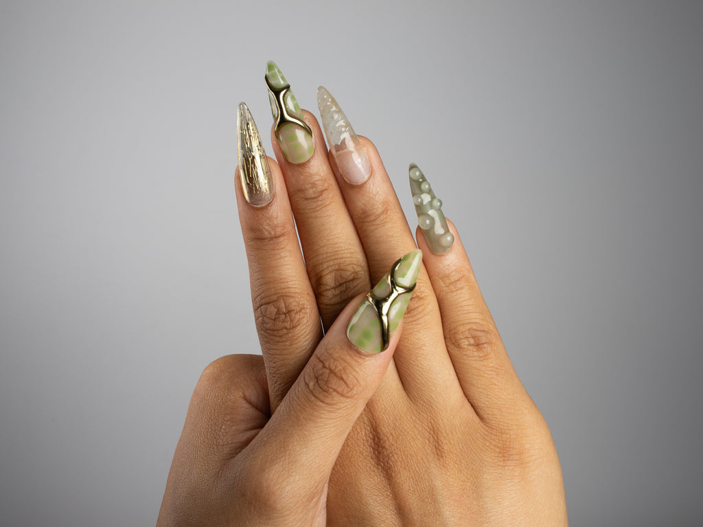 GREENHOUSE, press on nails stiletto, longueur longue, 3D, vue 8
