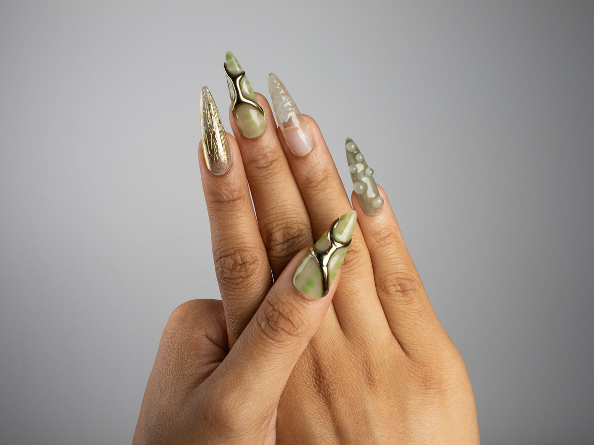 GREENHOUSE, stiletto press-on nails, long length, 3D, view 8