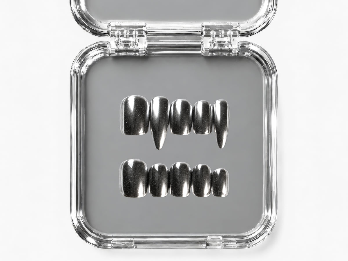 LAST KISS, square press-on nails, short length, chrome, view 4