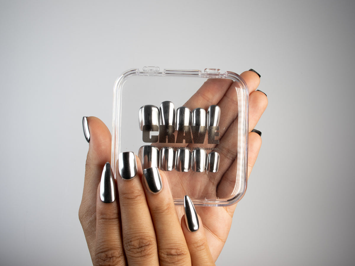LAST KISS, square press-on nails, short length, chrome, view 5