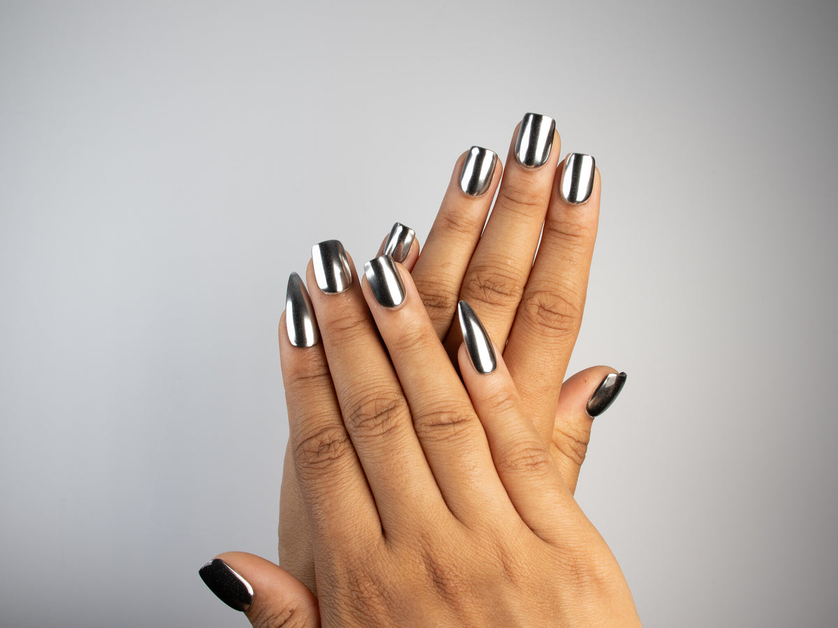 LAST KISS, square press-on nails, short length, chrome, view 6