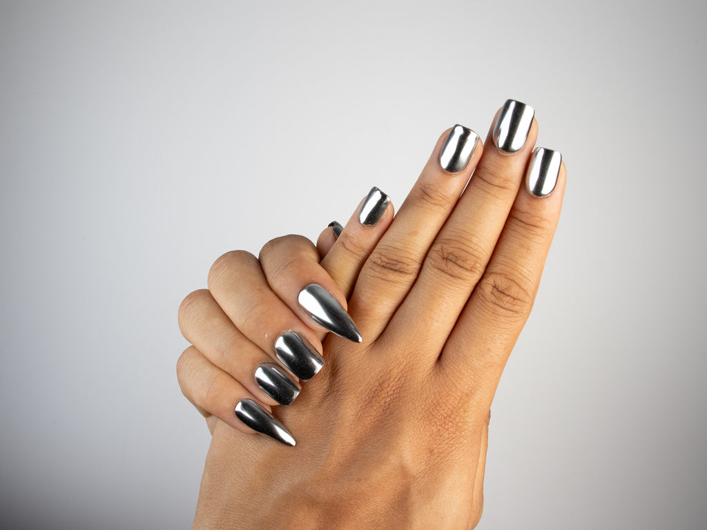 LAST KISS, square press-on nails, short length, chrome, view 7
