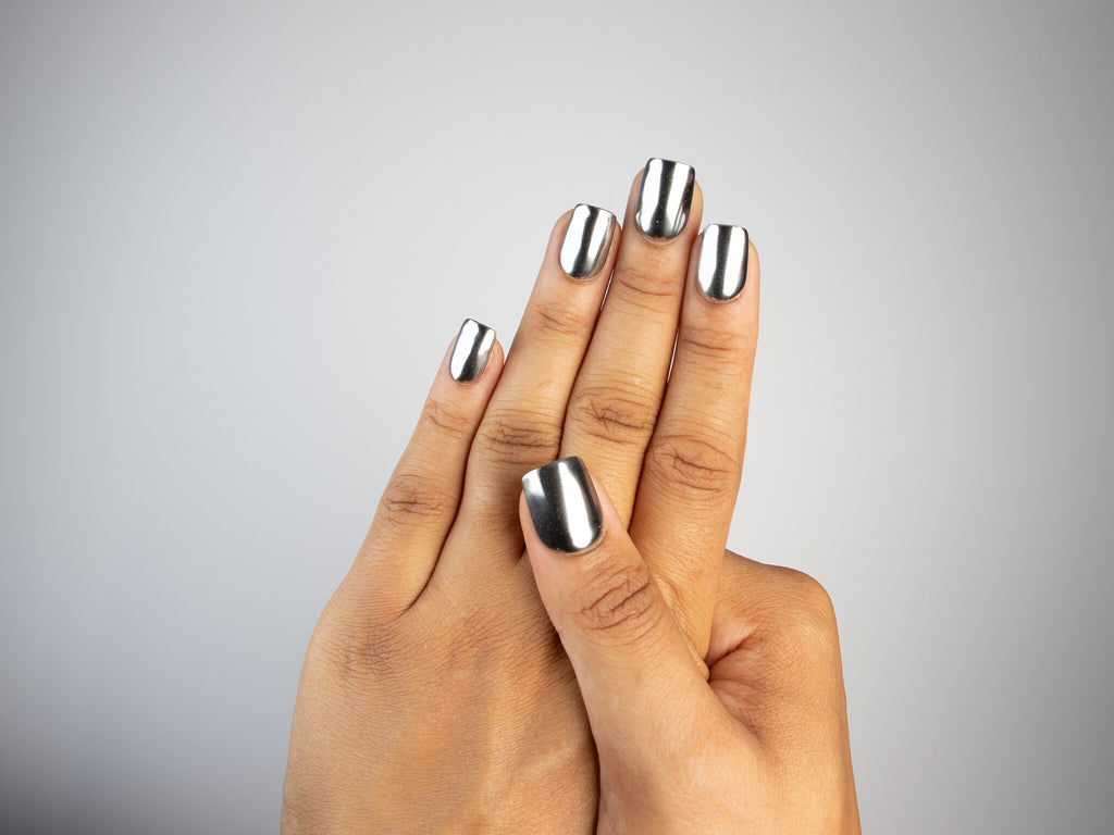 LAST KISS, square press-on nails, short length, chrome, view 8
