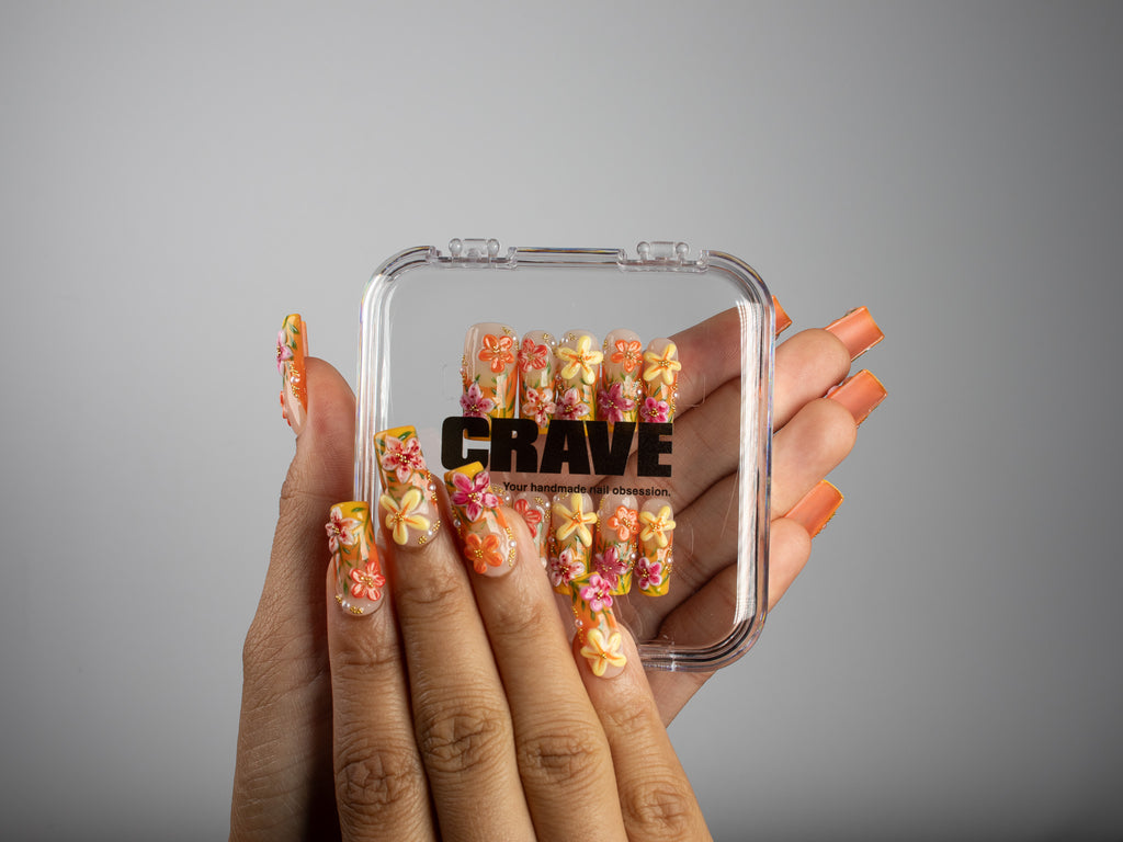 LATE BLOOMER, square press-on nails, medium length, 3D, view 5