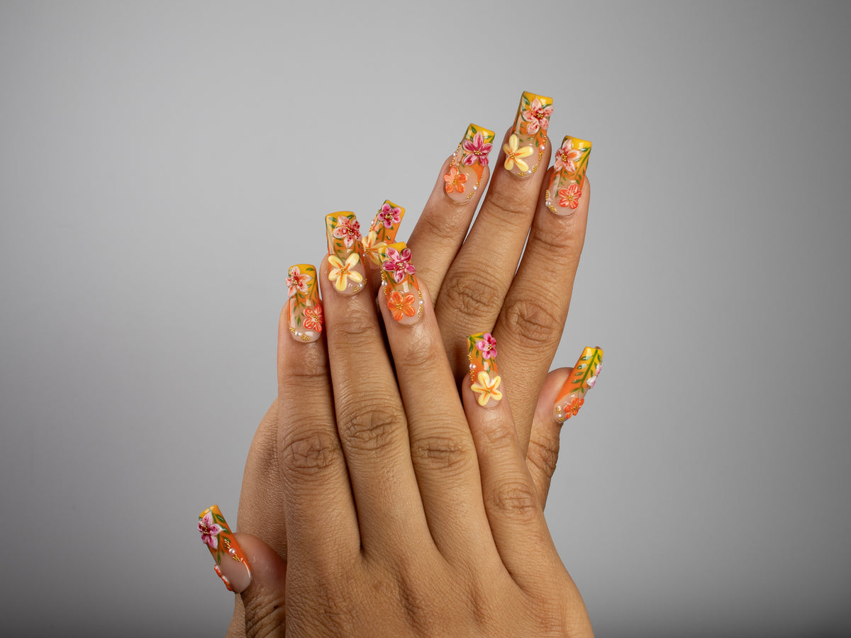 LATE BLOOMER, square press-on nails, medium length, 3D, view 6