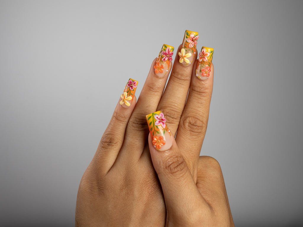 LATE BLOOMER, square press-on nails, medium length, 3D, view 7