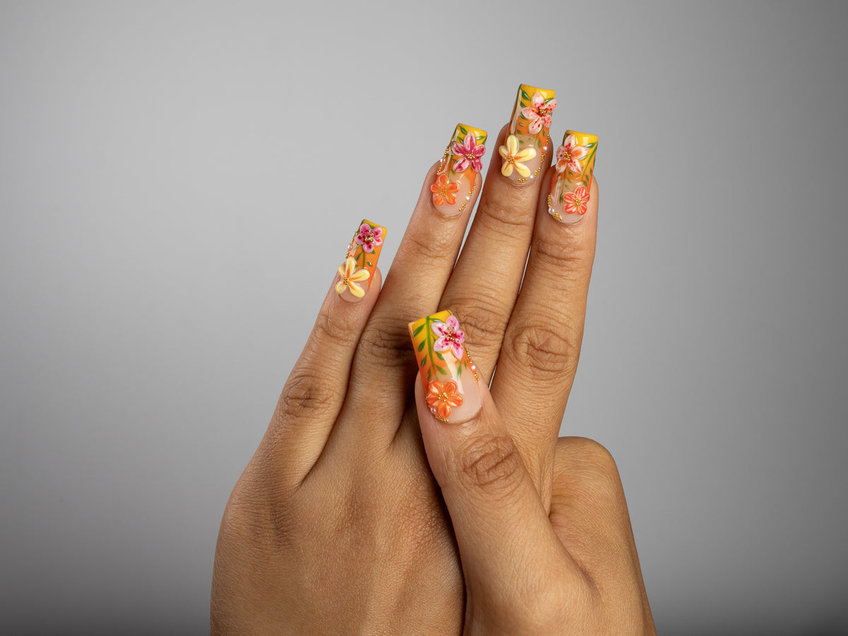 LATE BLOOMER, square press-on nails, medium length, 3D, view 7