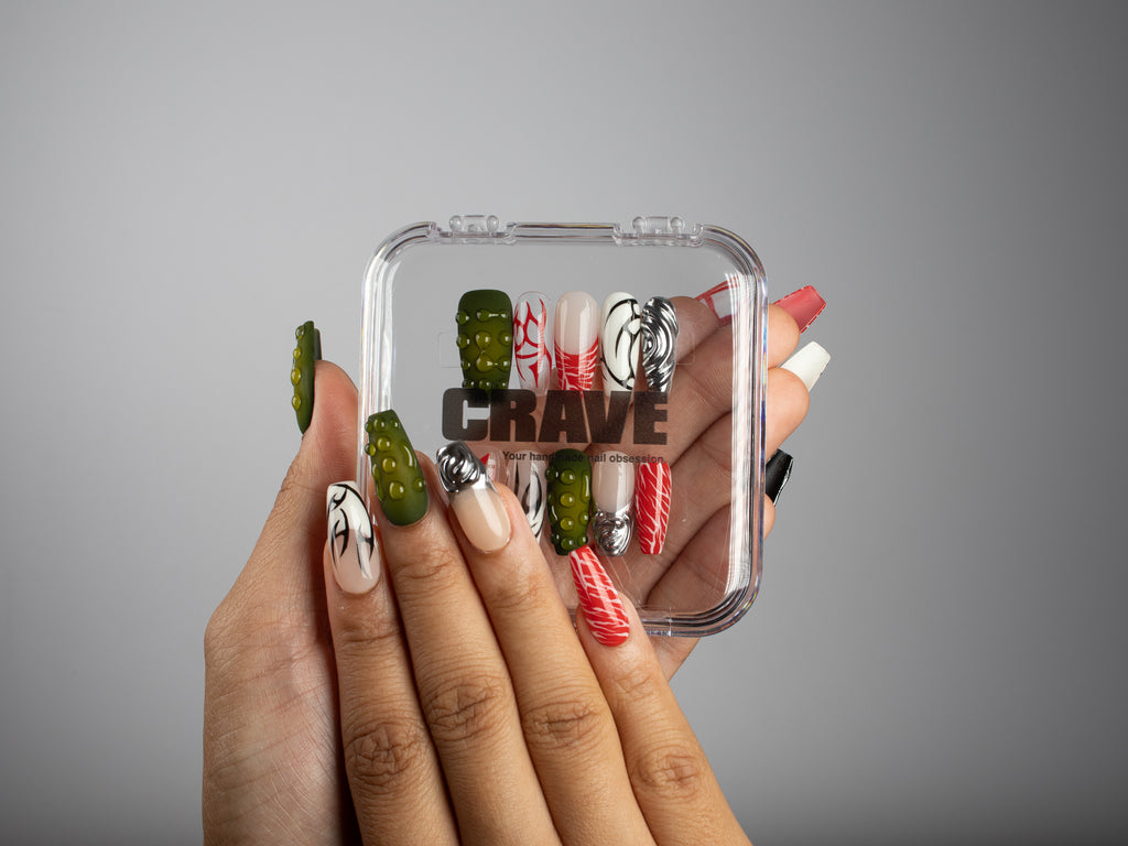MOSH PIT, coffin press-on nails, medium length, 3D, chrome, view 5
