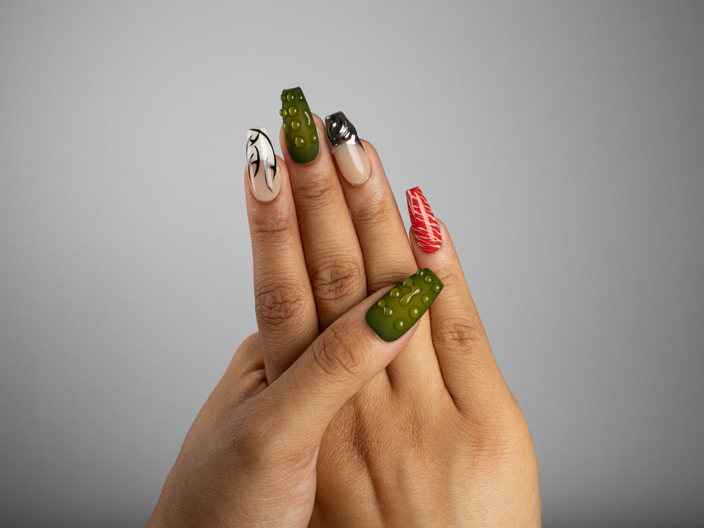 MOSH PIT, coffin press-on nails, medium length, 3D, chrome, view 8