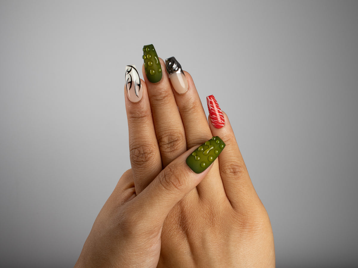 MOSH PIT, coffin press-on nails, medium length, 3D, chrome, view 8