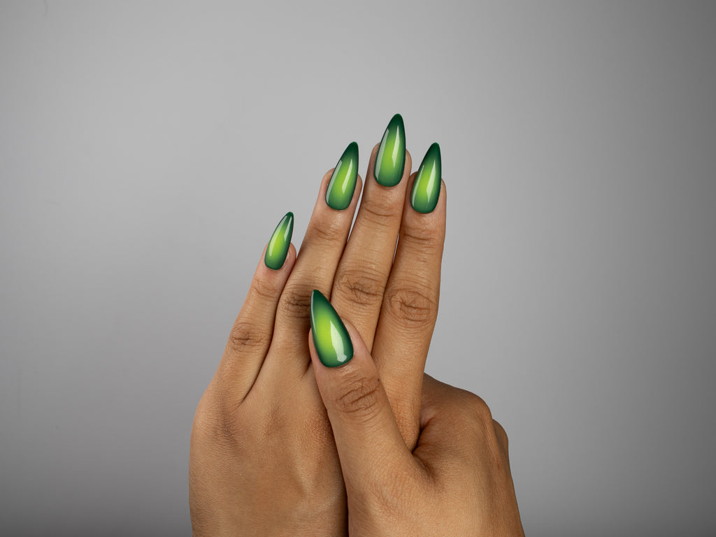 NIGHT VISION, stiletto press-on nails, medium length, fade, view 7