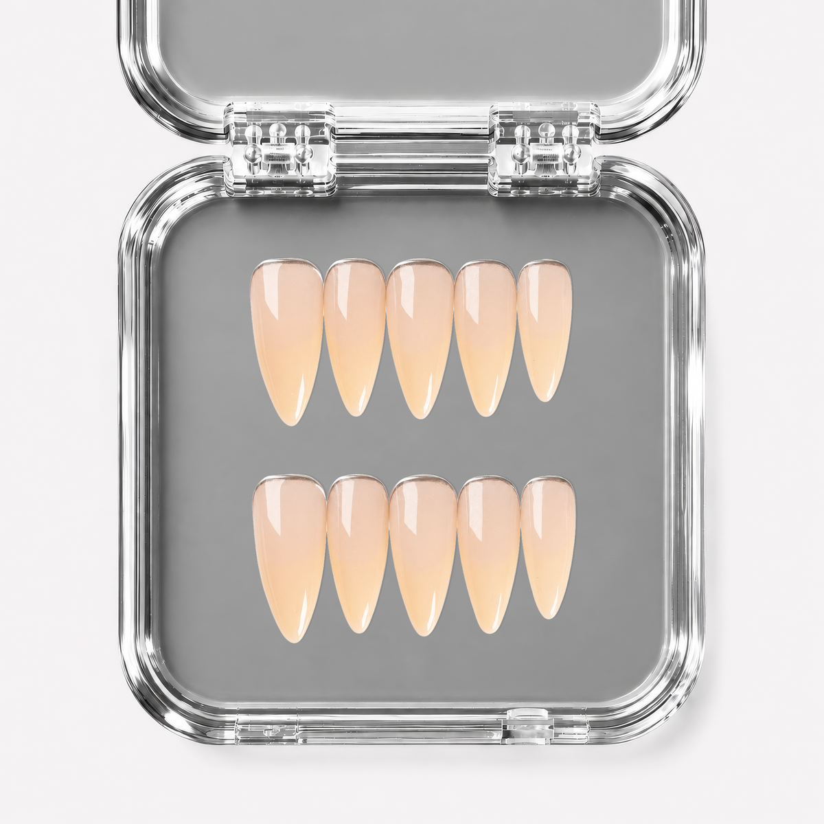 NOTHING PERSONAL, stiletto press-on nails, medium length, chrome, solid, view 1
