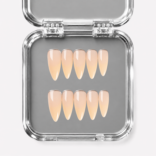 NOTHING PERSONAL, stiletto press-on nails, medium length, chrome, solid, view 1