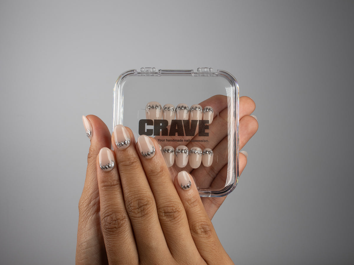 OVERBITE, round press-on nails, short length, chrome, view 5