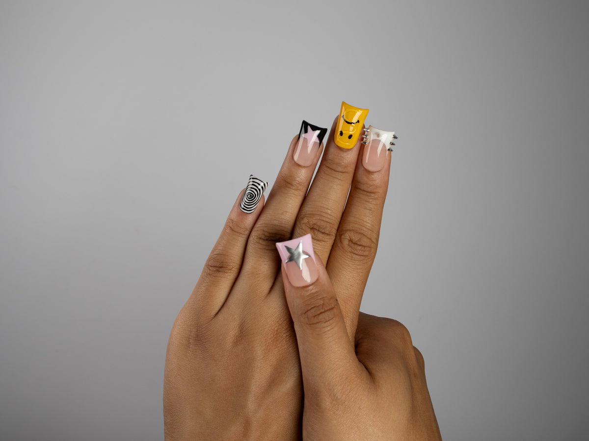 POLITE DISORDER, duck press-on nails, short length, 3D, French tip, view 7