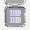 POWDER, square press-on nails, medium length, French tip, fade, view 1