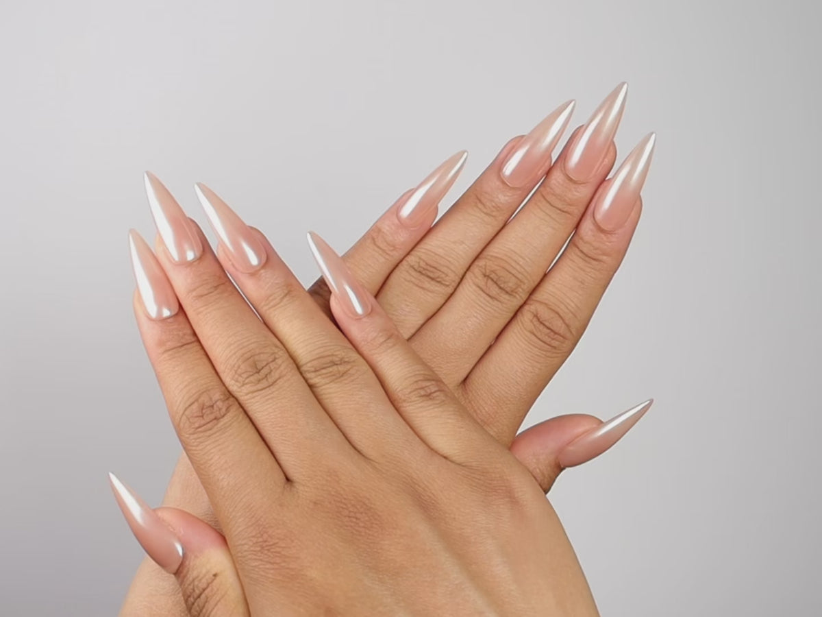 BARELY ANGEL, stiletto press-on nails, long length, solid, video