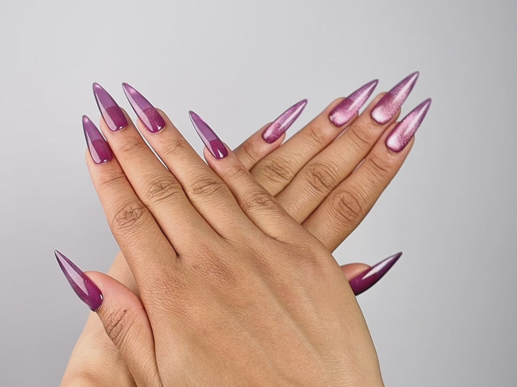 AFTER PARTY, press on nails stiletto, longueur longue, cat-eye, vidéo
