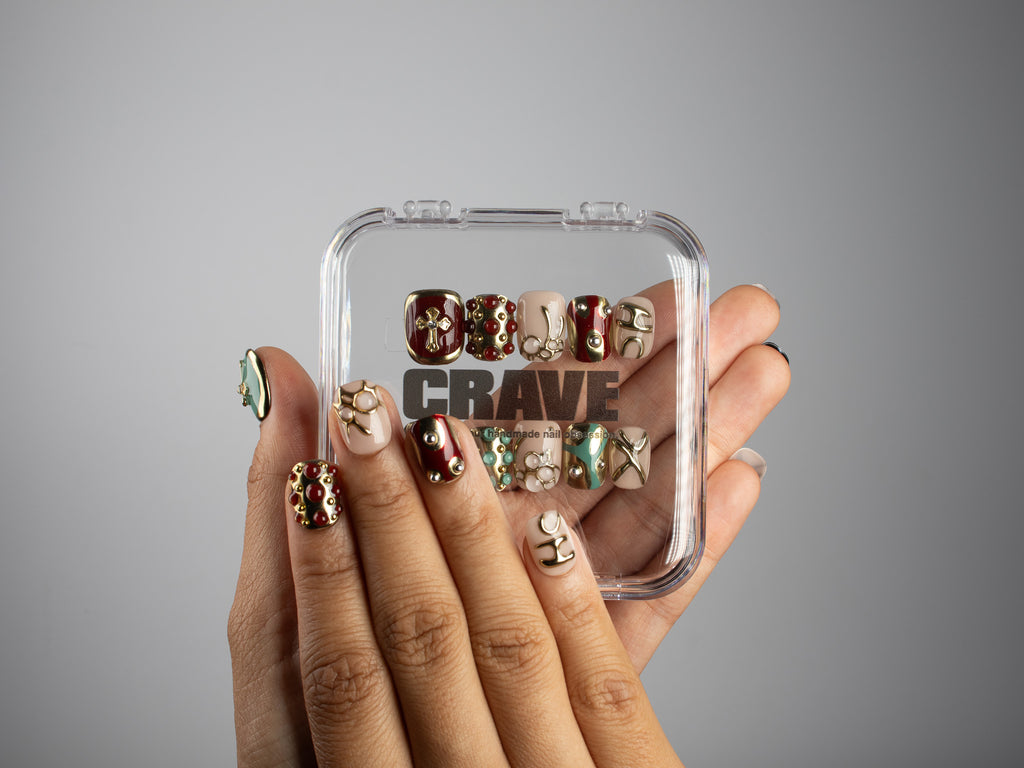 RELIC, square press-on nails, short length, 3D, view 5
