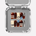 SADDLE, square press-on nails, medium length, 3D, chrome, view 1