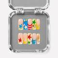 SHOW AND TELL, square press-on nails, medium length, 3D, French tip, view 1