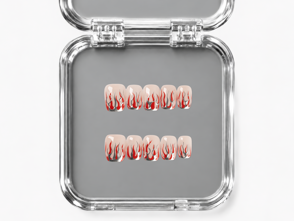 SPEED DATE, square press-on nails, short length, chrome, view 4