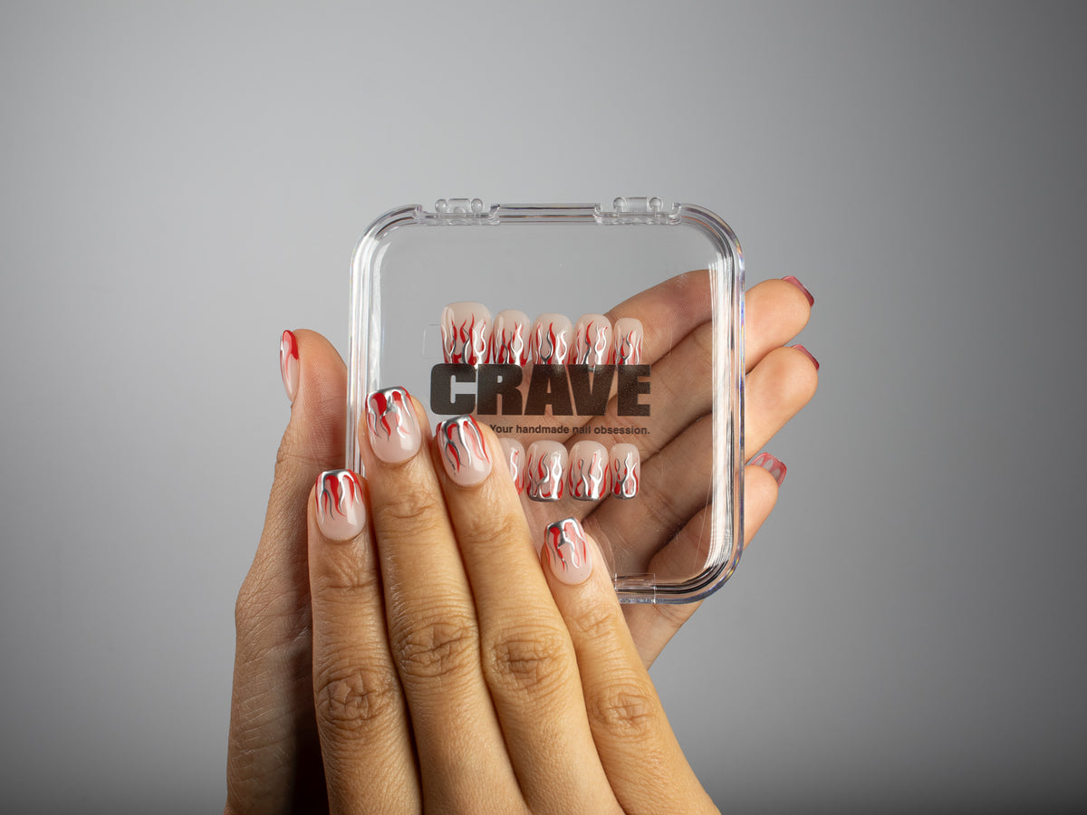 SPEED DATE, square press-on nails, short length, chrome, view 5