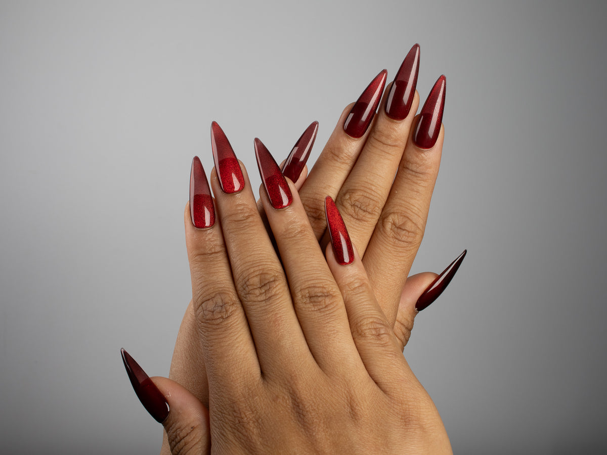 STAGE KISS, stiletto press-on nails, long length, cat-eye, view 6