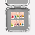 SUGAR SATELLITE, square press-on nails, medium length, 3D, French tip, view 1
