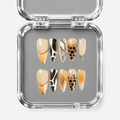 SUNDAY SAFARI, stiletto press-on nails, medium length, animal print, chrome, fade, view 1