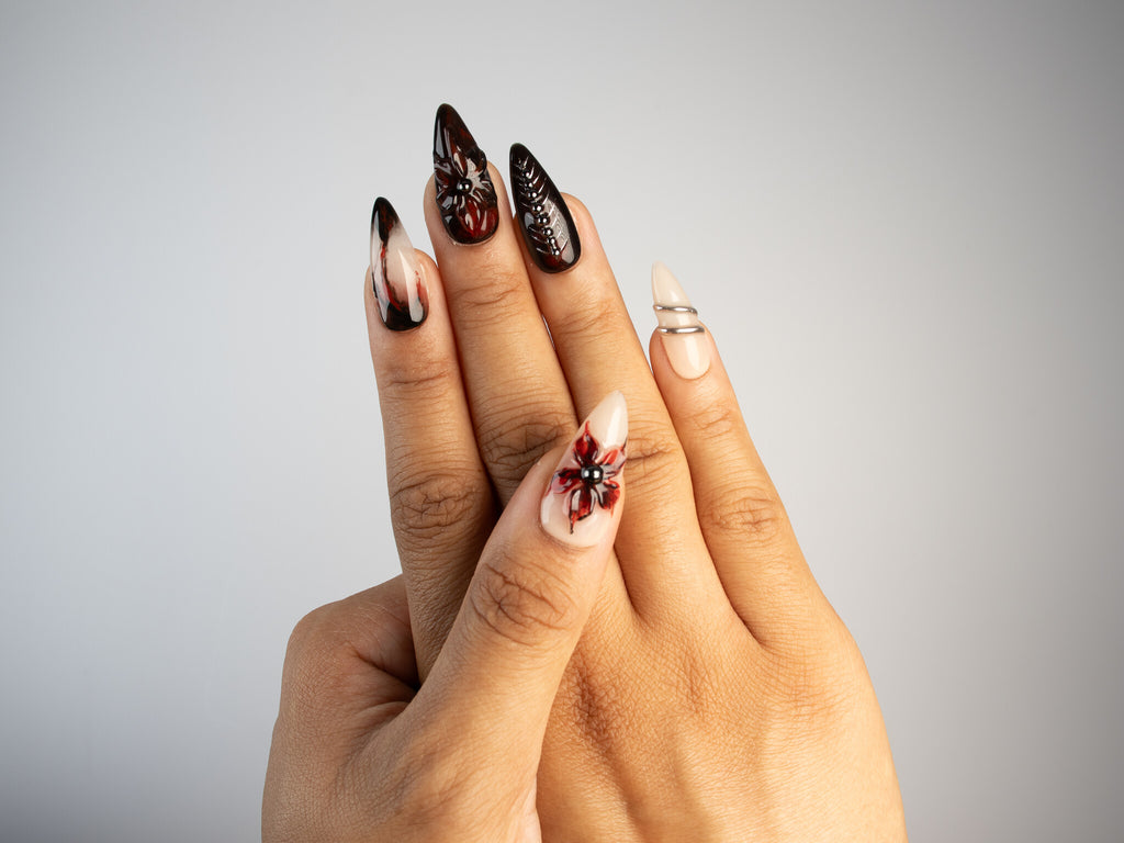 TILL DEATH, stiletto press-on nails, medium length, 3D, view 8