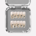 UNDERSTUDY, coffin press-on nails, medium length, 3D, chrome, view 1