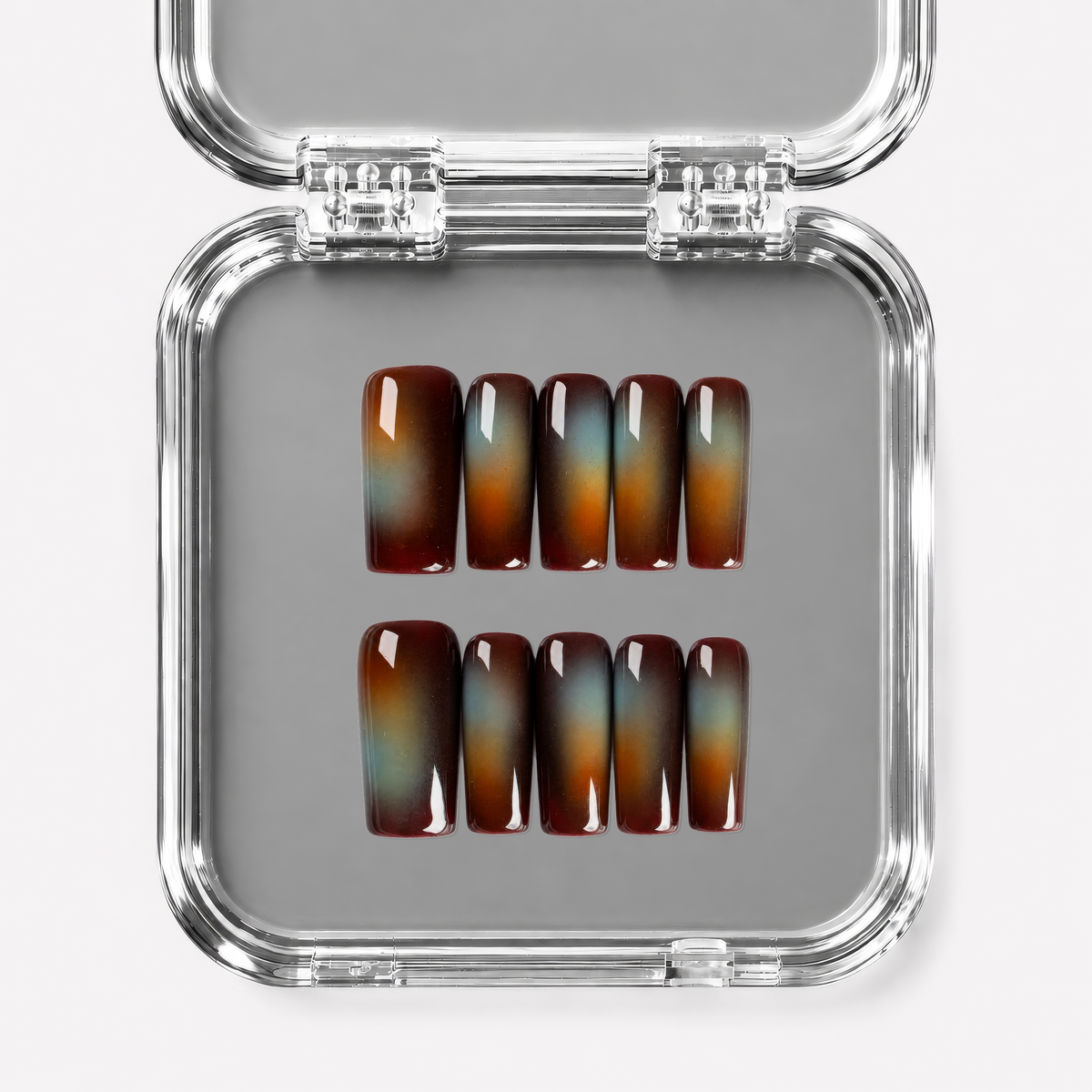 VELVET MIRAGE, square press-on nails, medium length, fade, view 1