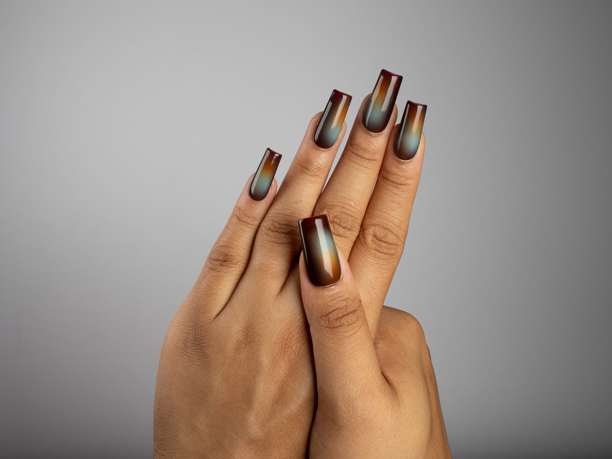 VELVET MIRAGE, square press-on nails, medium length, fade, view 7